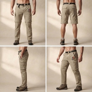 Shorts cargo imperméables et respirants à séchage rapide, pantalon de randonnée convertible taille mi-haute, short utilitaire pour le voyage et le camping - Product Image 2