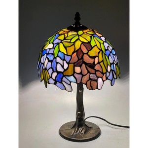 Tiffany Style Stained Glass Table Lamp With Colorful Floral <b>Shade</b> And Metal Base For Indoor <b>Lighting</b> - Product Image 4