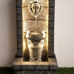Fontaine de sol de luxe New Vision à tête de lion |   Fontaine d'eau extérieure illuminée en FRP |   Fontaine de jardin artisanale avec éclairage LED au sol - Product Image 1