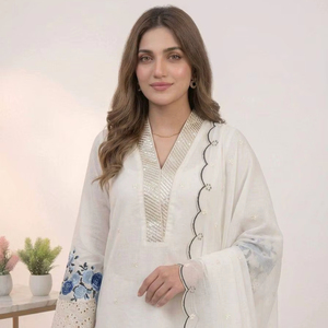 Elegante Conjunto Kurti Plazzo Mal Chanderi con Bordado de Lentejuelas y Dupatta de Organza para Mujer - Product Image 1