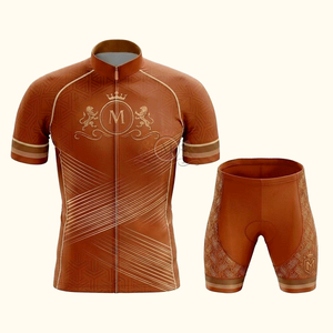 กางเกงปั่นจักรยานผู้ชาย สีน้ำตาลทอง พิมพ์ลายโลโก้ โพลีเอสเตอร์ซับเหงื่อ ระบายอากาศได้ดี สำหรับผู้ใหญ่ ออกแบบเองได้ - Product Image 1