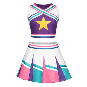 Uniforme de Animadoras para Baile, Conjunto de Top con Cuello Alto y Falda, Ajuste Elástico, Logotipo Personalizado - Product Image 4