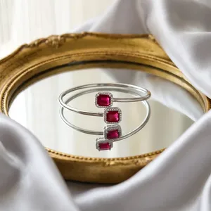Brazalete de Diamantes y Rubíes en Plata de Ley 92.5 KLSB-20474 - Product Image 6