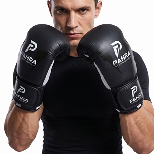 Gants de boxe MMA Sanda unisexes légers en cuir véritable de haute qualité avec fermeture auto-agrippante et logo personnalisé pour l'entraînement professionnel - Product Image 1