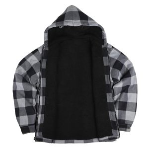 Custom <b>Men's</b> Casual Hooded Winter Fleece <b>Jacket</b> Oversized Plaid <b>Flannel</b> Canvas Zipper Quick Dry Regular Sleeve Streetwear - Product Image 6