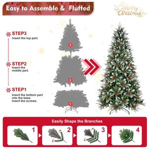 Albero di Natale Artificiale Abete Innevato da 210 cm con 2178 Punte in PE/PVC, Pigne e Bacche - Decorazione Natalizia Realistica - Product Image 3