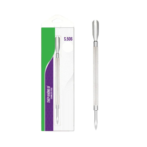Empujadores de cutículas S-506 con espejo, bordes afilados, para manicura, de acero alemán, limpiador de esmalte en gel para uñas acrílicas - Product Image 1