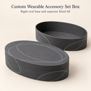 Caja de Papel Ovalada Personalizada con Diseño de Órbita de Grafito para Set de Accesorios, Empaque con Logotipo OEM - Product Image 1