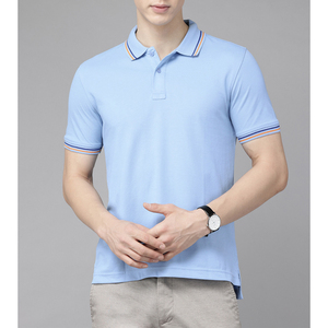 T-shirt Polo Streetwear Bleu Vintage de Haute Qualité, Grammage Lourd, Grande Taille, Unisexe, Été, Logo Personnalisé, Épais, OEM, Vente en Gros - Product Image 4