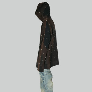 Sweat-shirt à capuche zippé noir pour homme avec strass, style streetwear oversize, motif masque, en coton tricoté pour l'hiver - Product Image 6