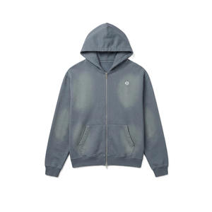 Sudadera con capucha para hombre con cremallera, de algodón y forro polar, estilo oversize, efecto vintage, ropa urbana, proveedor de prendas de vestir para producción a granel - Product Image 4