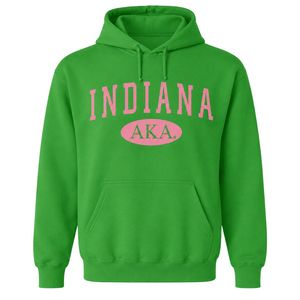 Sweat-shirt à capuche vert avec motif graphique 'Indiana' rose, en molleton de coton, à manches longues, décontracté, pour femme, confortable, idéal pour l'hiver - Product Image 1