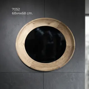 Wooden <b>Round</b> <b>Mirror</b> Frame Rustic Natural Wood Wall Mounted Decorative <b>Mirror</b> for Bedroom <b>Bathroom</b> Living Room - Product Image 6