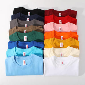 Camiseta de manga corta para hombre, color liso, de verano, 100% algodón, cuello redondo, 200g, algodón peinado de fibra larga, estilo vintage, de alto gramaje. - Product Image 4