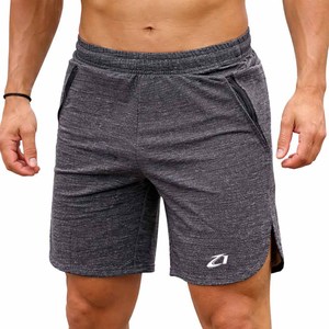 Pantalones Cortos Deportivos Heather Performance para Hombre, Transpirables, para Gimnasio y Entrenamiento, con Cordón en la Cintura, Bolsillo con Cremallera, Secado Rápido, 100% Poliéster - Product Image 1