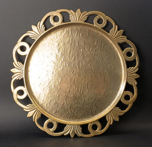 Modern luxury 13" durable Metal Serving <b>Tray</b> with custom pattern for wedding <b>dinners</b> and steak events - Product Image 1