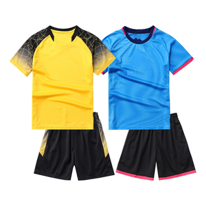 Ensemble de maillots de football unisexe jaune et bleu à manches courtes, respirant, anti-transpiration, séchage rapide, en polyester, pour adultes - Product Image 1