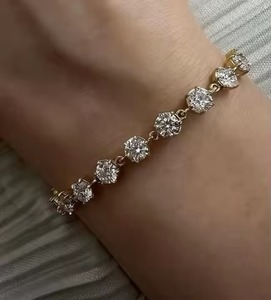 Moissanite Diamond Bracelet for Women and <b>Men</b>, Mix Cut Diamond 18k Bracelet For Wedding, Gold moissanite Bracelet - Product Image 3