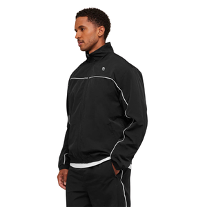 Chaqueta Deportiva Retro Negra para Hombre, Corte Holgado, Cierre Completo, Cortavientos, Ropa Deportiva para Correr, Gimnasio, Uso Casual y Activo - Product Image 3