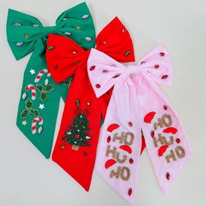 Pinzas para el Cabello con Lazo Grande Navideño, Hechas a Mano, Accesorios Festivos para el Cabello para Niñas y Mujeres, Pinzas y Lazos para el Cabello de Santa - Product Image 1