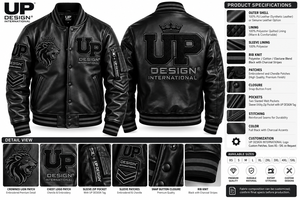 Veste de baseball en cuir noir personnalisée avec broderie de logo 3D, veste bomber streetwear de luxe, fabricant OEM - Product Image 5