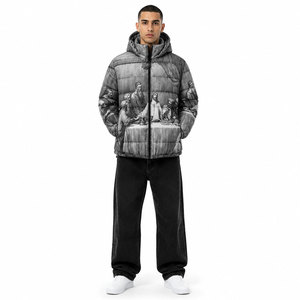 Veste matelassée à capuche pour homme, hiver, épaisse, rembourrage en polyester, fermeture éclair, impression par sublimation, design photo, style décontracté - Product Image 4