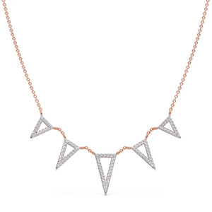 Geometric Triangle Cascade Diamond <b>Necklace</b> with Open Frame Design and Graduated <b>Statement</b> Drops - Product Image 1