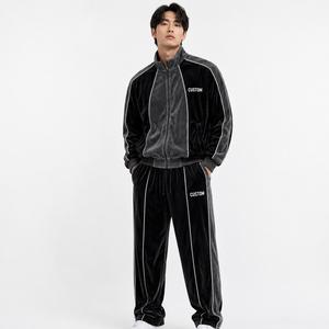 Conjunto Deportivo Unisex de Color Sólido y Transpirable para Otoño, Sudadera con Capucha Deportiva para Hombre al por Mayor, Chándal de Terciopelo Personalizado para Hombre - Product Image 3