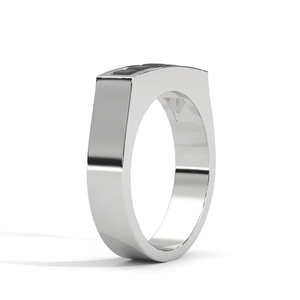 Bague à quatre faisceaux de diamants taillés carrés en argent sterling, design moderne et minimaliste avec variantes de diamants blancs et noirs - Product Image 4