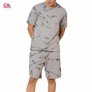 Men's Gray Bird Print Short Sleeve T-Shirt And Shorts <b>Set</b> Cotton Breathable Casual Summer Wear <b>Twin</b> <b>Set</b> - Product Image 5