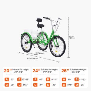 Triciclo Cruiser in Acciaio al Carbonio a 7 Velocità con Ruote da 20 Pollici e Cestino Regolabile per Adulti - Product Image 2