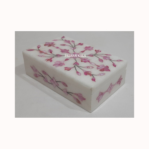 Most Attractive <b>White</b> Marble Mother Of Pearl Inlay Jewelry <b>Box</b> Rectangle Shape Flower Design Used For Jewelry Packing And <b>Gifts</b> - Product Image 3