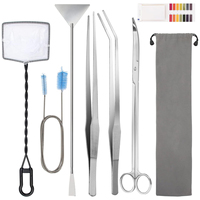 Ensemble d'outils multi-usages pour aquascaping d'aquarium, ciseaux à plantes aquatiques en acier inoxydable, pinces, grattoir, kits pour aquarium