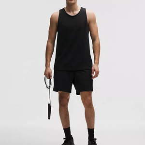 High Quality <b>Men's</b> Sporty Summer Hooded Workout <b>Vest</b> Loose Stand Collar T-Shirt Fitness Breathable Gym Tank Tops Running Knitted - Product Image 5