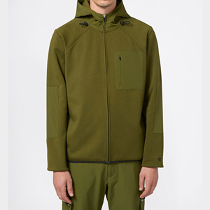 Sweat à capuche zippé de haute qualité, épais, à épaules tombantes, en jersey tricoté écologique polyester/coton, avec poche latérale pour homme - Product Image 3