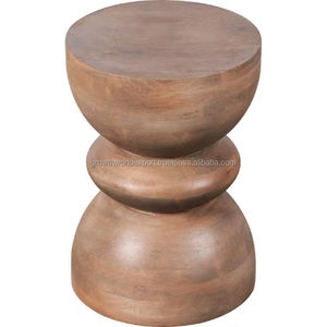 Mesa Auxiliar Redonda Escultural de Madera, Mesa Auxiliar Moderna Rústica de Madera, Mesa Taburete de Madera con Forma de Tambor, Muebles Novedosos 2026 - Product Image 1