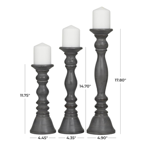 Venta de fábrica elegante gris Mango madera portavelas Conjunto 3 decoración rústica para el hogar mejores centros de mesa con estilo para un ambiente acogedor - Product Image 4