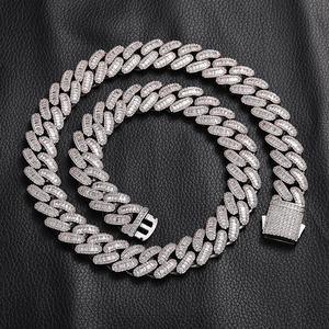 Chaîne cubaine personnalisée Hip Hop en argent sterling 925 plaqué or 14 carats, sertie de diamants Moissanite VVS, pour hommes - Product Image 1