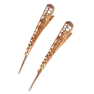 Pinces de sectionnement en acier inoxydable couleur or rose pour salon professionnel, barrettes de coiffure type bec de canard, outils de coiffage - Product Image 1
