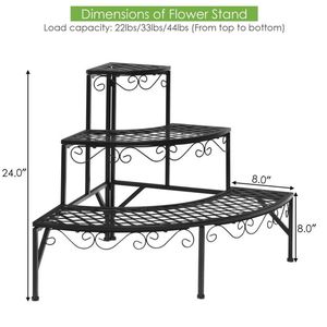 3-Tier Metal <b>Corner</b> Plant Display Rack for Patio Furniture - Product Image 6