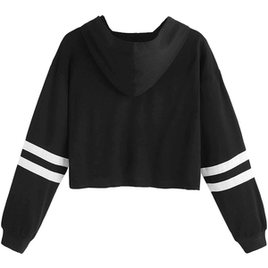 Sudadera con capucha corta para mujer, color liso, 100% algodón, resistente al viento, ecológica, personalizada, en oferta, precio bajo. - Product Image 2