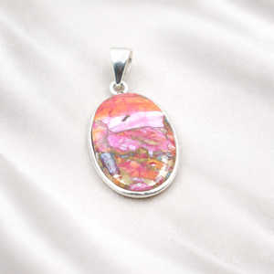 Pendentif en pierre précieuse turquoise huître barbelée, en argent sterling 925, fait main, grand pendentif, bijou cadeau pour femme - Product Image 1