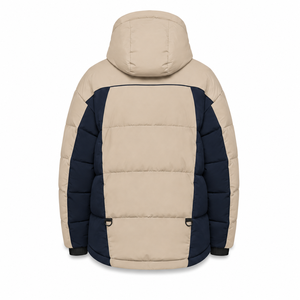 Wholesale Winter Puffer <b>Jacket</b> Designer Color Block Style Thick Insulation Custom Embroidery Durable Polyester Outerwear Design - Product Image 3