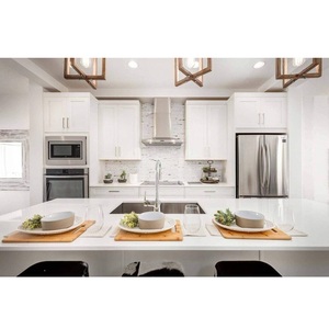 Meubles de cuisine OEM en gros : Unités de base blanc éclatant et armoires de cuisine minimalistes sur mesure CANA avec hotte encastrée cannelée - Product Image 6