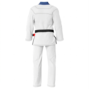 Kimono de BJJ Blanco para Hombre con Cuello Azul y Cinturón Negro, Ropa de Artes Marciales de Algodón Resistente, Corte Regular, Talla Adulto - Product Image 3