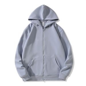 Sudadera con capucha de forro polar para hombre con logo personalizado, cuello alto, lisa, con cremallera de un cuarto, tipo jersey - Product Image 4