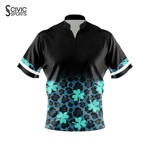 Polyester Custom 1/4 Zipper <b>Bowling</b> Shirt Quick-Dry Stand Collar Racing T-shirt Plus Size Options Full Sublimation - Product Image 1