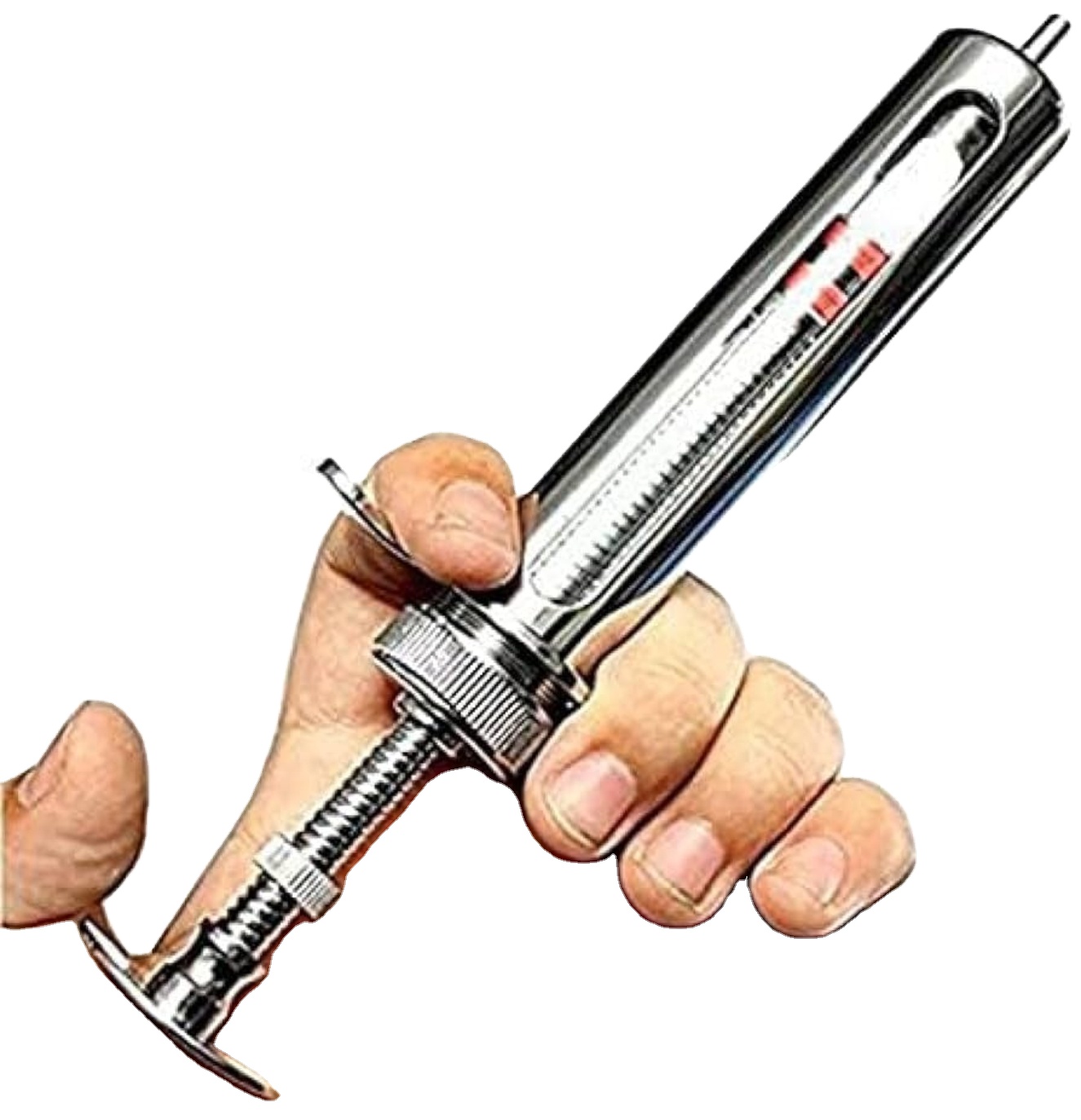 Chrome Plated Brass 10ml 20ml 30ml Metal Vet Syringe for Cattle Automatic Veterinary Syringe Reusable