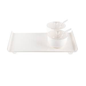 Juego de bandejas acrílicas blancas modernas con 2 recipientes para azúcar y café, tapas y cucharas incluidas - Product Image 1