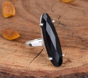 925 Sterling Silver Natural <b>Black</b> Onyx Oval Cut Gemstone <b>Ring</b> Handmade Statement Prong Jewelry Gift for <b>Women</b> Wholesale Supplier - Product Image 3